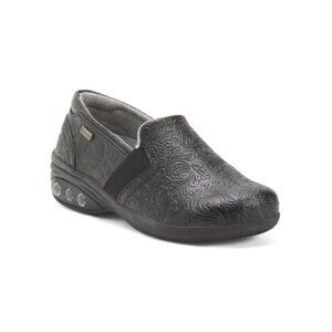 THERAFIT Black Leather Annie Comfort Clogs